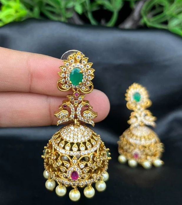 Bridal Heavy Gold Jhumka Design